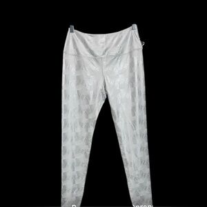 Women's White Geometric Ski Leggings